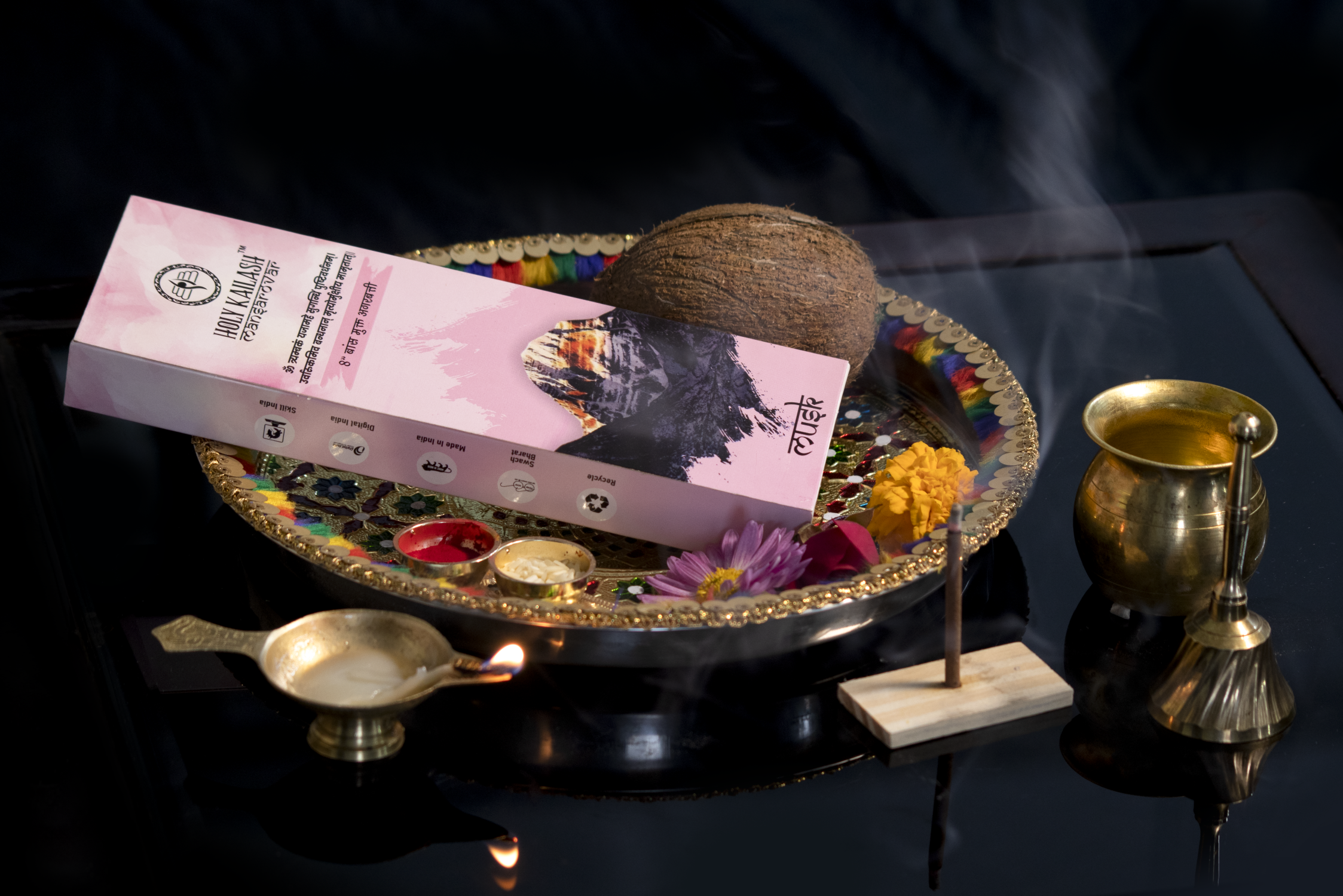 Holy Kailash Mansarovar, incense stick, agarbatti, dhoop batti , with stand, fragrance , Holder Included, Burns upto 120 minutes